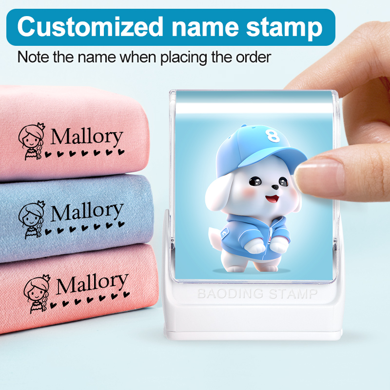 Sewing Labels - パーソナライズされたベビー服スタンプ、カスタム漫画名ラベルメーカー、モダール/コットン生地用防水再利用可能シール、無毒インク