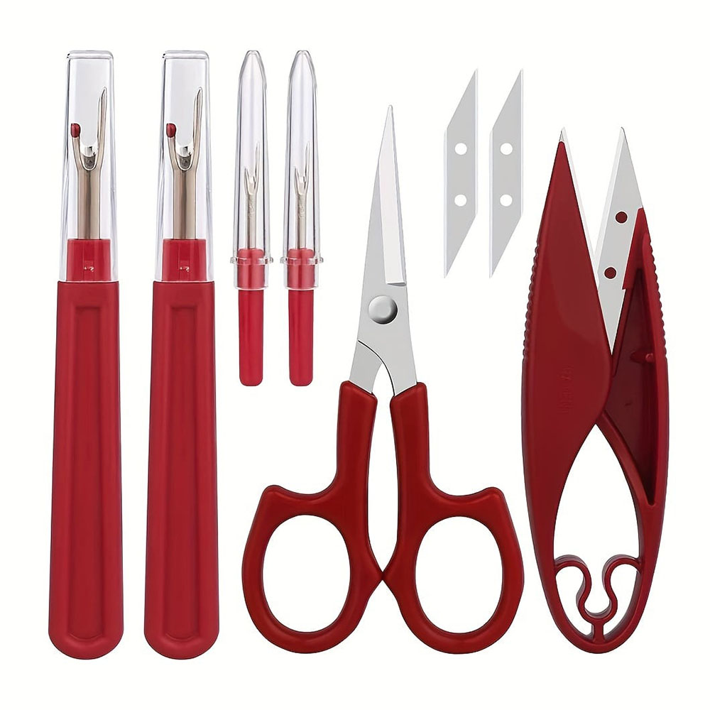 Seam Ripper Tool - 1/2/6 個縫製シームリッパーキット赤縫製ステッチ糸アンピッカー & シームリッパー & 糸カッターはさみミシン糸削除用
