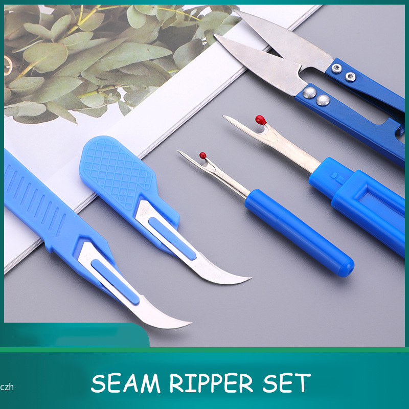 Sewing Kit - 5個入り ブルー ソーイングリッパーキット 糸切り器 シームリッパー はさみ付き