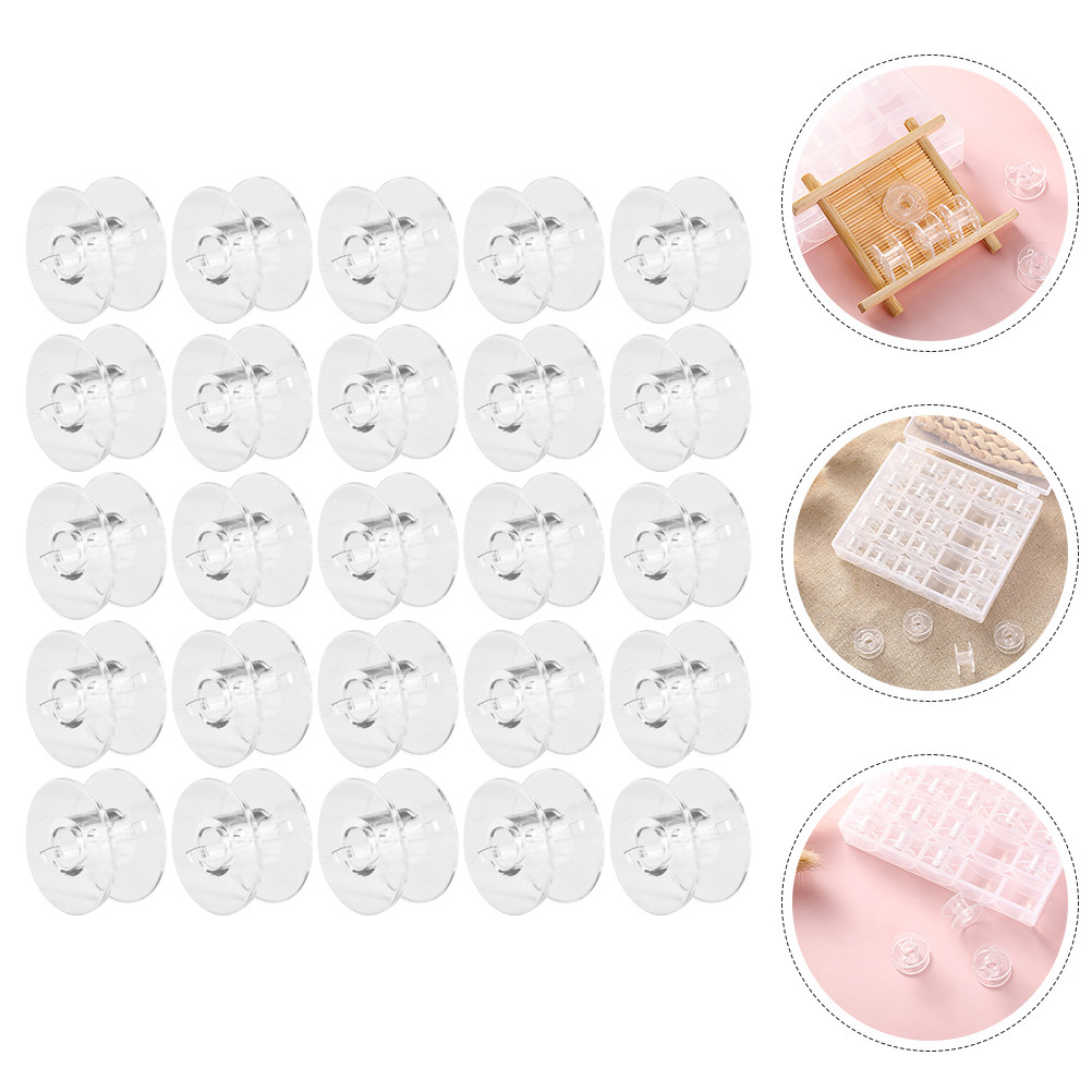 Thread Bobbins Empty - 1セット耐摩耗性透明縫製ボビンプラスチック製空スプール刺繍機用透明糸可視化錆びない