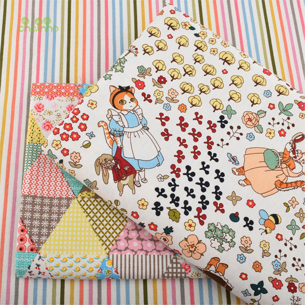 Sewing Geotextile Fabric - Chainho、プリントコットンリネン生地、DIYキルティング縫製材料、ソファ/テーブル/家具カバー/クッション用布、P15CLA10