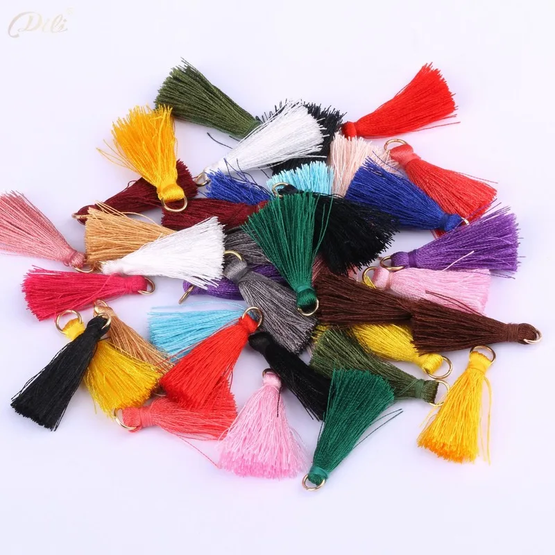 Sewing Textile Art - 300 ピース/ロット 3 センチメートルポリエステルループ小さなタッセルフリンジ美術工芸品縫製 DIY アパレル生地帽子楽しいキーホルダーアクセサリーバルク