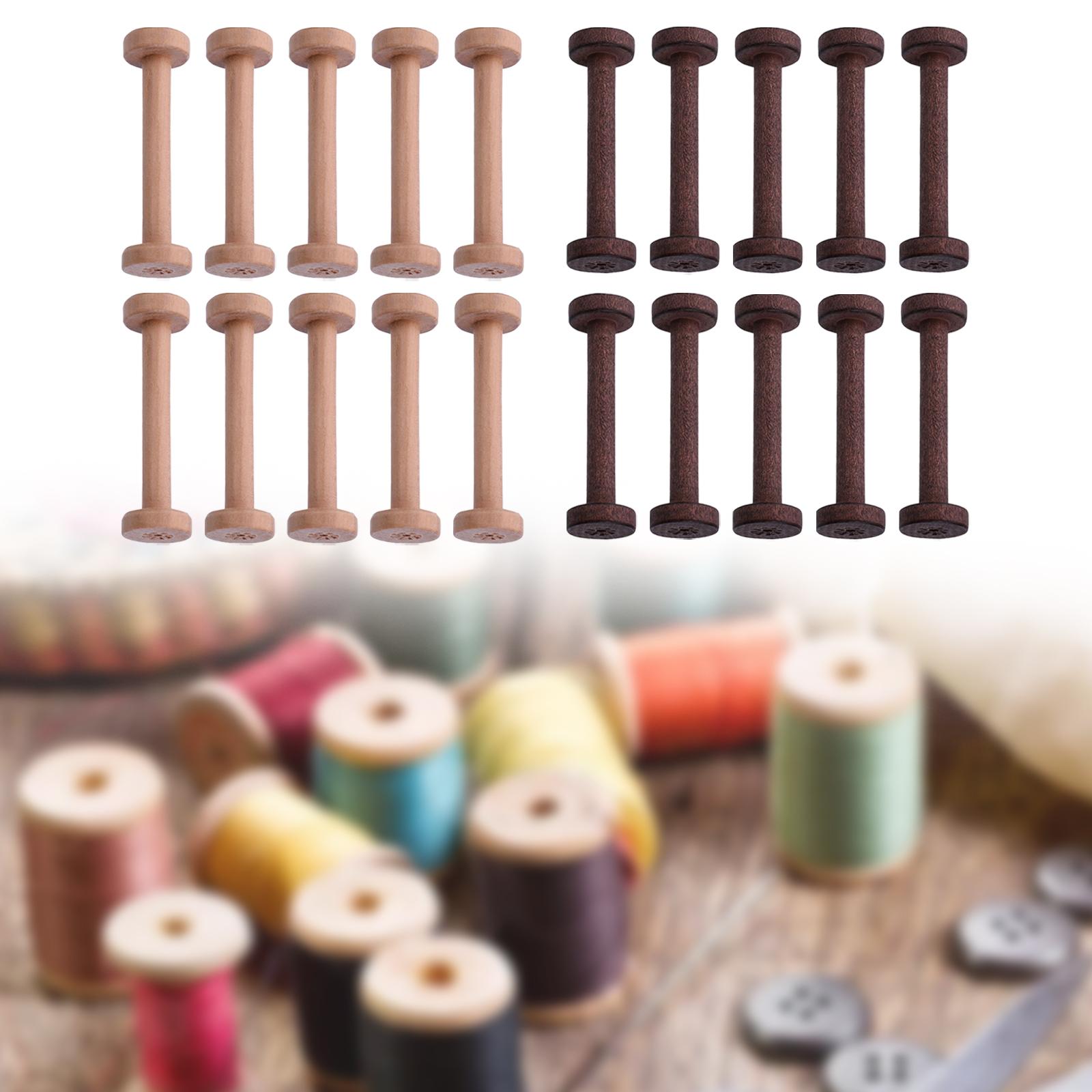 Thread Bobbins Empty - 木製ボビン10個セット、滑らかな仕上がり、空の糸巻き、織物用ボビン、刺繍とキルティング用クラフトスプールセット