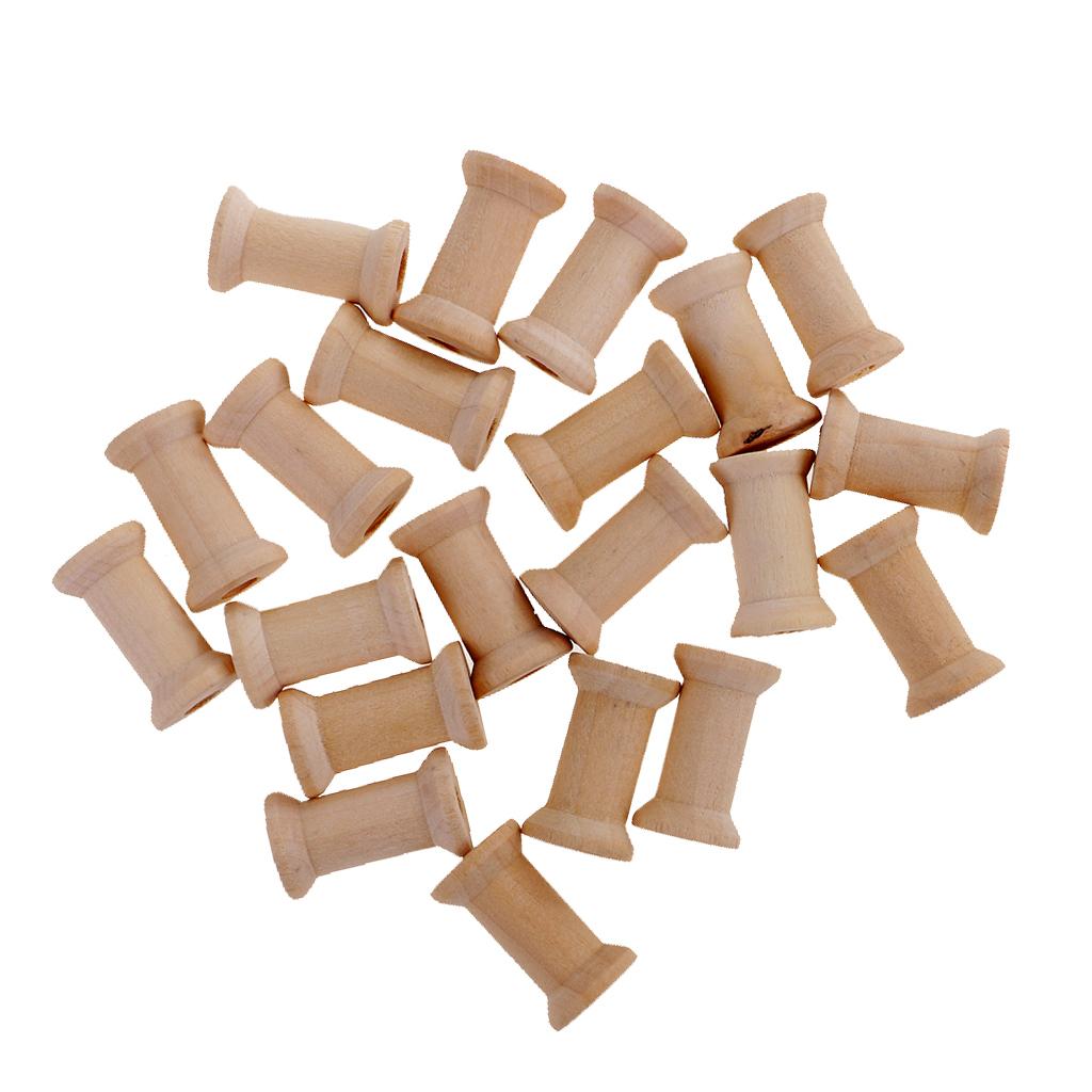 Thread Bobbins Empty - 木製空ボビンセット 20個入り クロスステッチ用品 縫い糸オーガナイザーとクラフトプロジェクト用