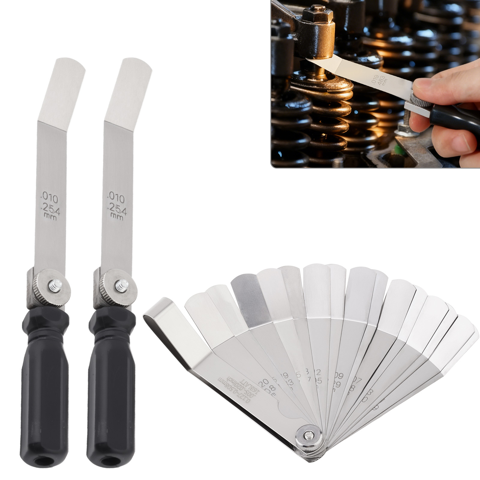 Seam Gauge Metal - ステンレス鋼オフセットバルブタペットフィーラーゲージセット多目的測定ツールオートバイエンジンバルブフィーラーゲージ