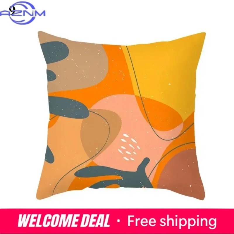 ボヘミアンオレンジ抽象柄クッションカバー、ミッドセンチュリー - Century Textile & Sewing Supply Reviews のレビューと価格
