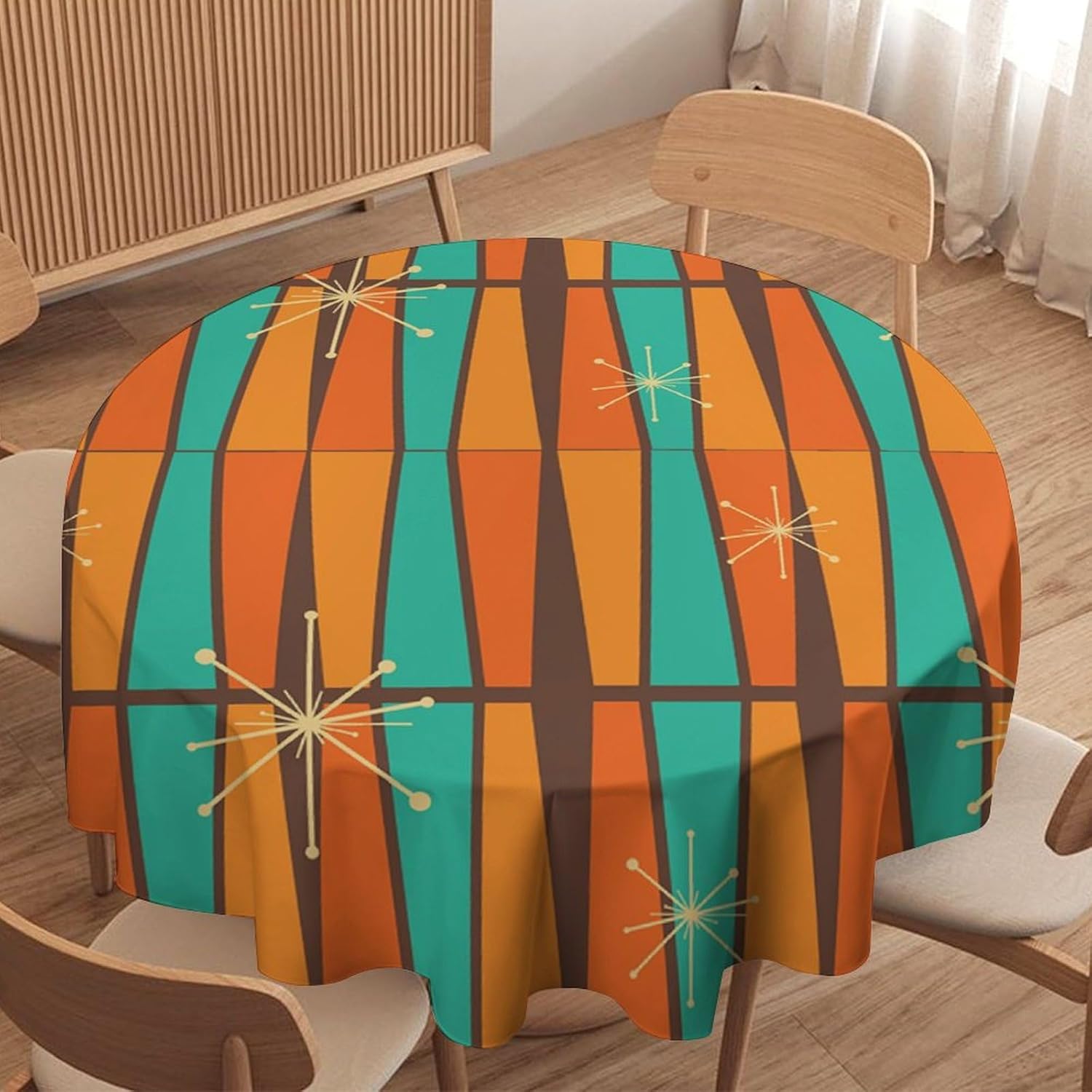 ミッドセンチュリーモダンオレンジイエロージオメトリラウンドテ - Century Textile & Sewing Supply Reviews のレビューと価格