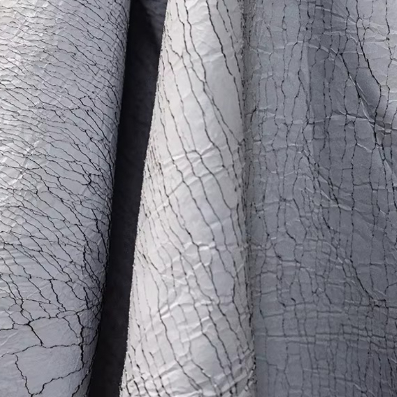 グレーレトロクラックレザーテクスチャヘビーウェイトストレッチ - Sewing Textile Art のレビューと価格