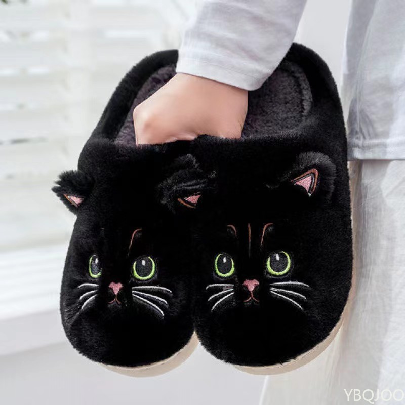 新しい秋冬綿スリッパ男性と女性のカップル漫画子猫屋内ぬいぐる - Sewing Cotton のレビューと価格