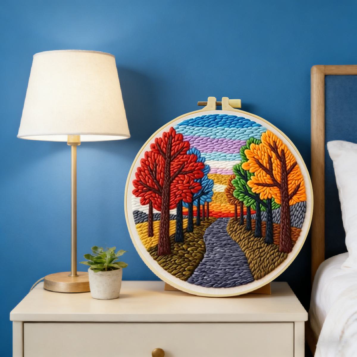 20X20CM/7.87インチ 風景画 パンチニードル刺繍セ - Sewing Textile Art のレビューと価格