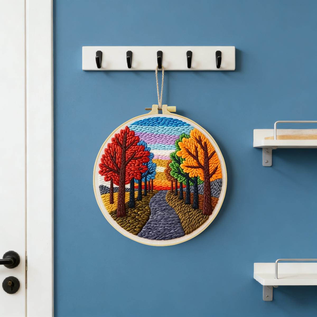 20X20CM/7.87インチ 風景画 パンチニードル刺繍セ - Sewing Textile Art のレビューと価格