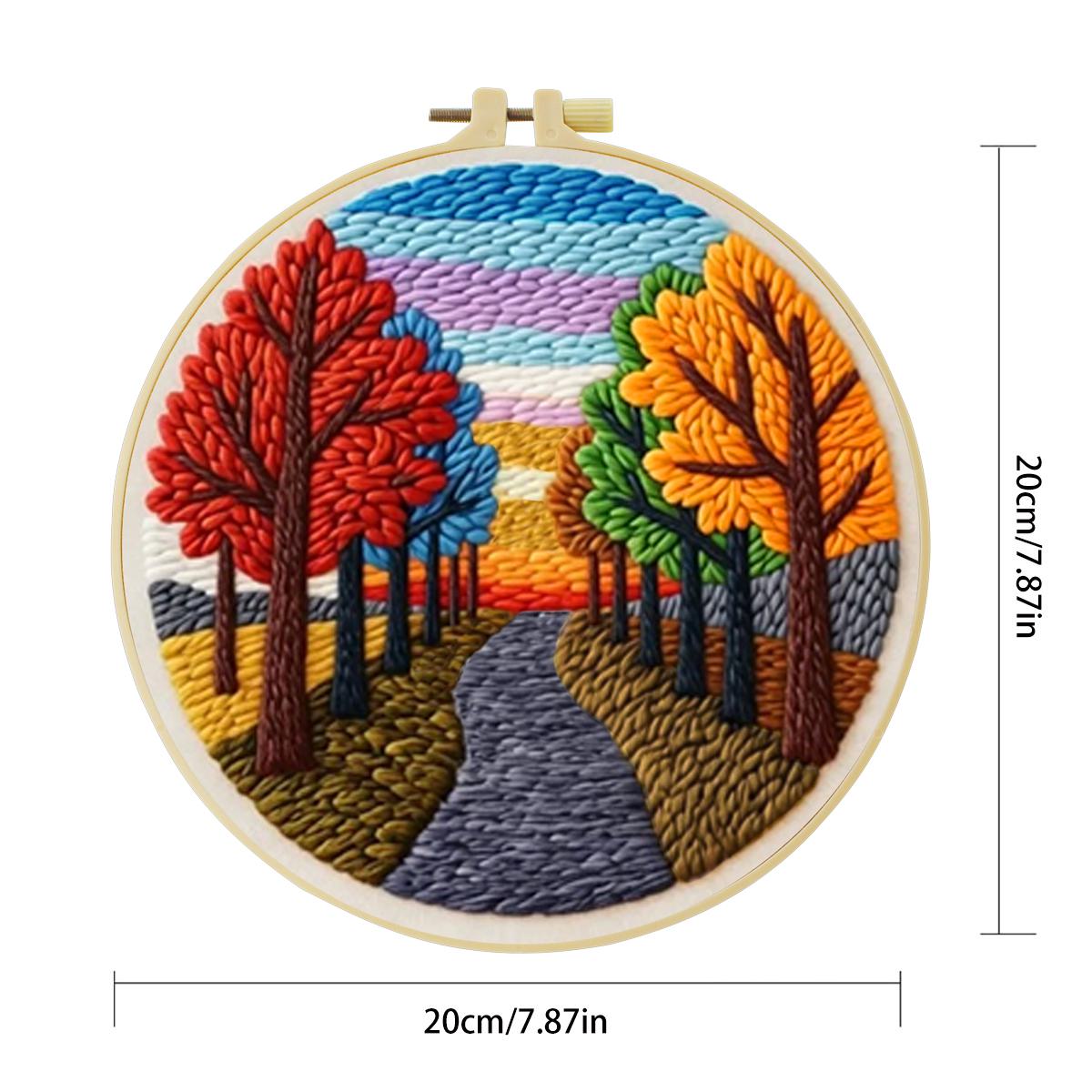 20X20CM/7.87インチ 風景画 パンチニードル刺繍セ - Sewing Textile Art のレビューと価格