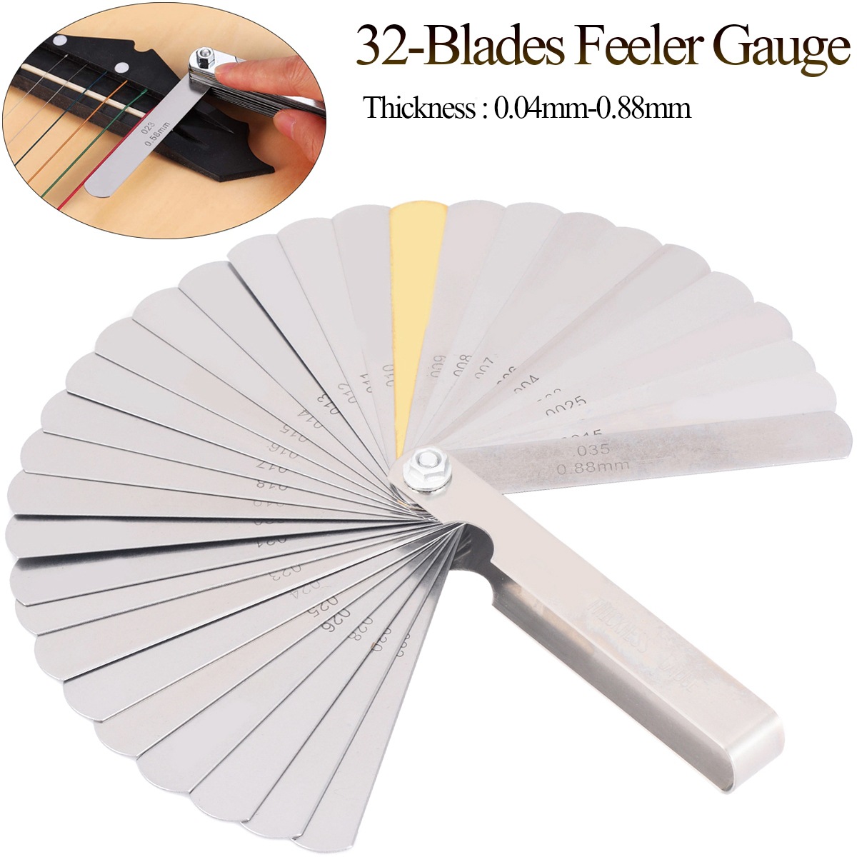 32 ピース/セットギター弦高さ測定定規ステンレス鋼ギター厚 - Seam Gauge Metal のレビューと価格