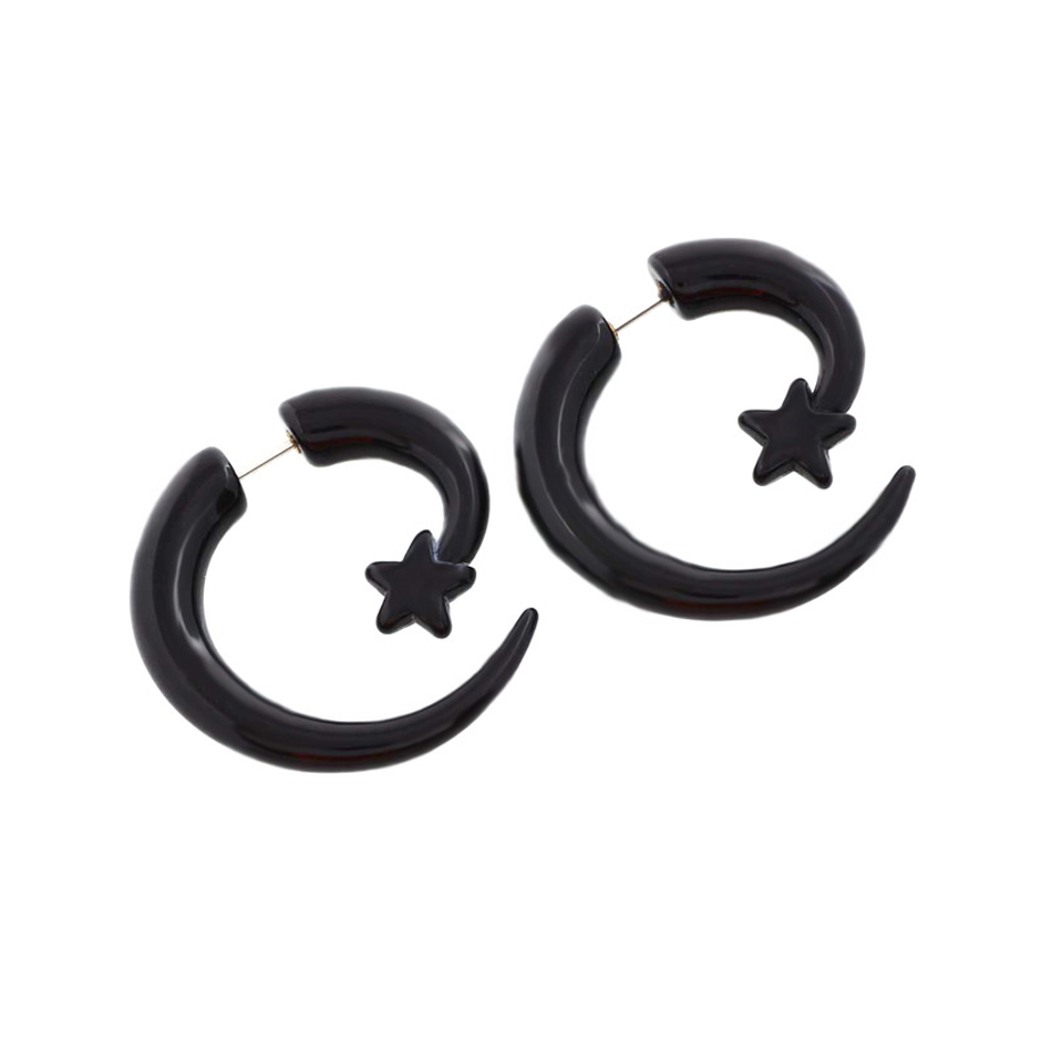 Alisouyペアブラックアクリルフェイクチーターツイストス - Seam Gauge Metal のレビューと価格