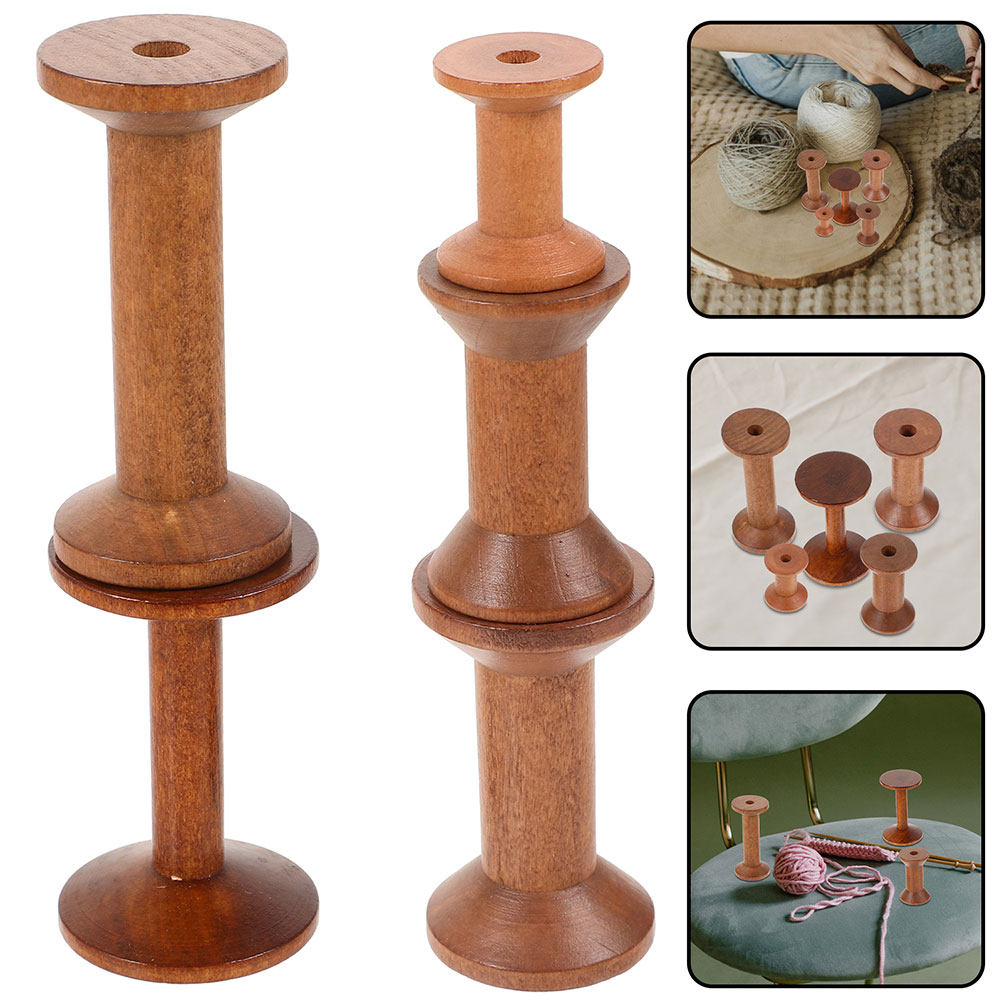 7 個の木製糸スプールヴィンテージ空の木製ボビン縫製糸ホルダ - Thread Bobbins Empty のレビューと価格