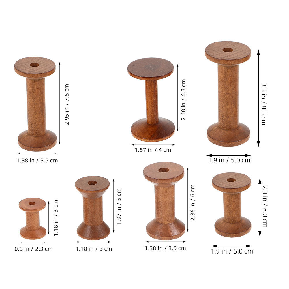 7 個の木製糸スプールヴィンテージ空の木製ボビン縫製糸ホルダ - Thread Bobbins Empty のレビューと価格