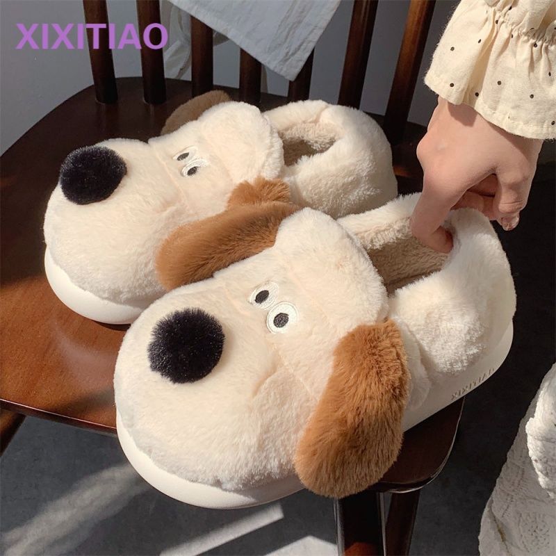 Size36-45抱擁犬スリッパ女の子ふわふわ暖かいスライド - Sewing Cotton のレビューと価格