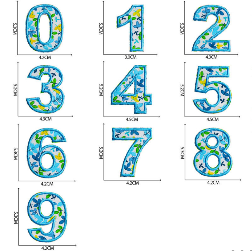 10 個ブルーカラーナンバーアルファベット刺繍パッチアイロン - Sewing Id のレビューと価格