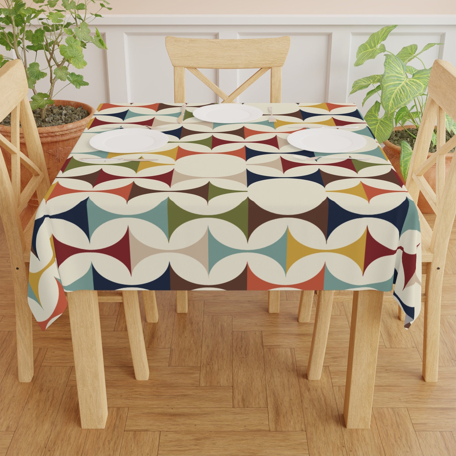 ミッドセンチュリーモダンレトロ幾何学模様正方形テーブルクロス - Century Textile & Sewing Supply Reviews のレビューと価格