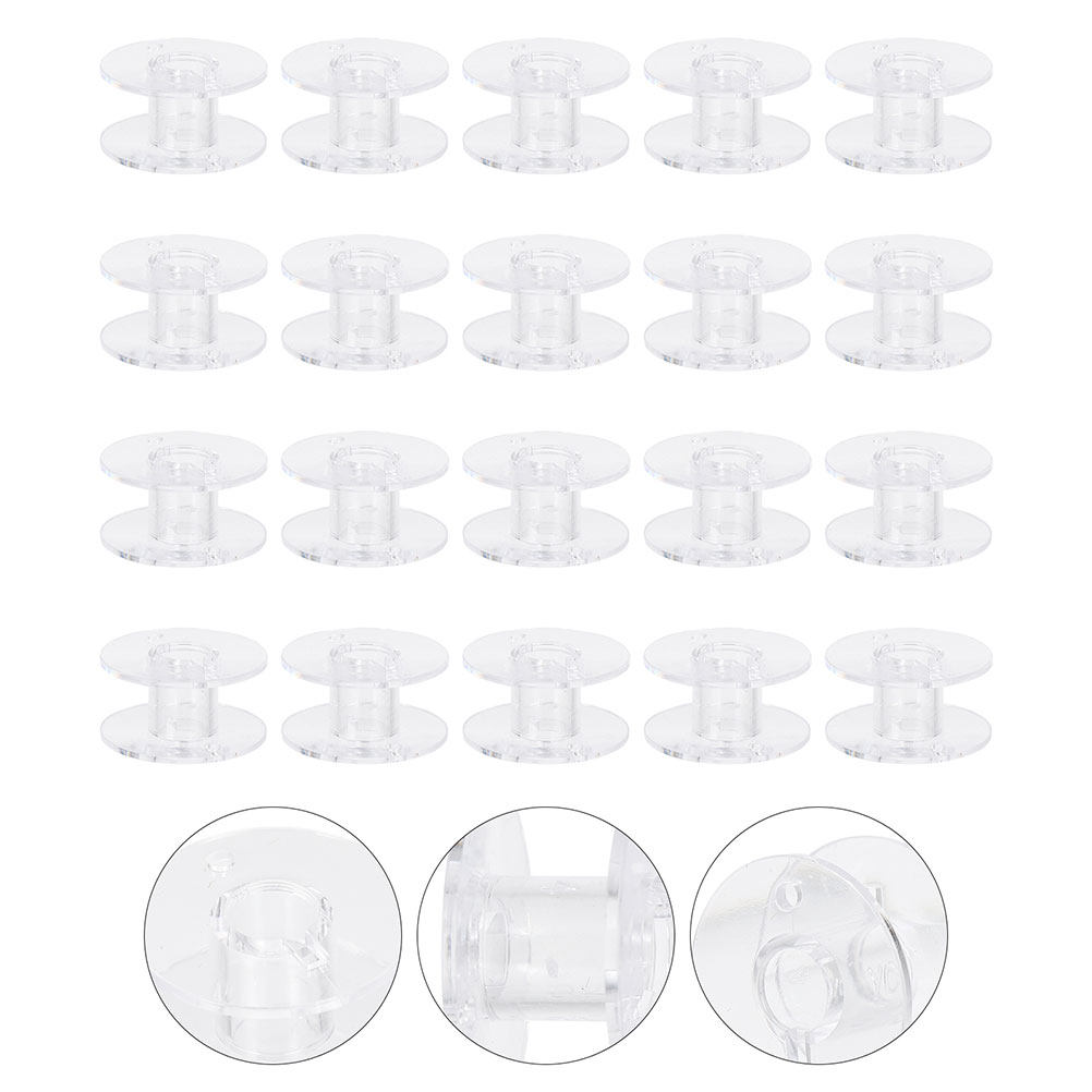 60個入り プラスチック製透明ミシンボビン 透明刺繍糸 空ボ - Thread Bobbins Empty のレビューと価格
