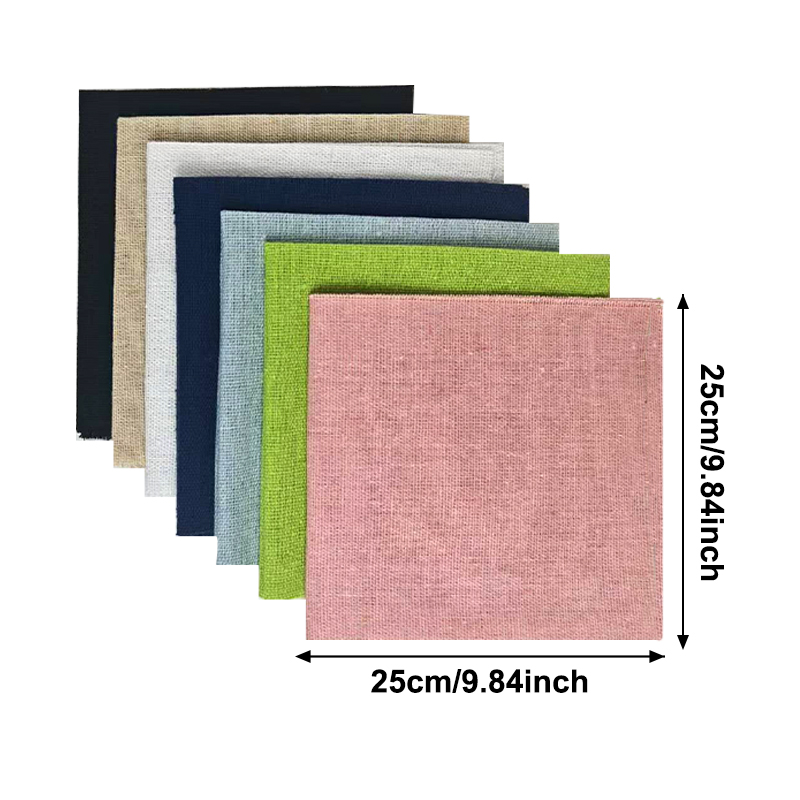 25×25cmのリネン生地7点セット、天然リネン正方形生地、 - Sewing Textile Art のレビューと価格