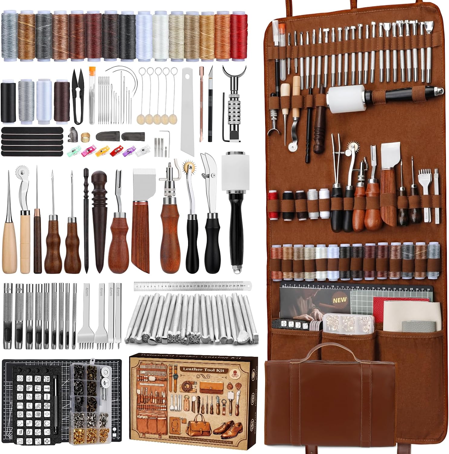 革細工キット、革細工道具とクラフトキット、カスタム収納バッグ - Sewing Kit のレビューと価格