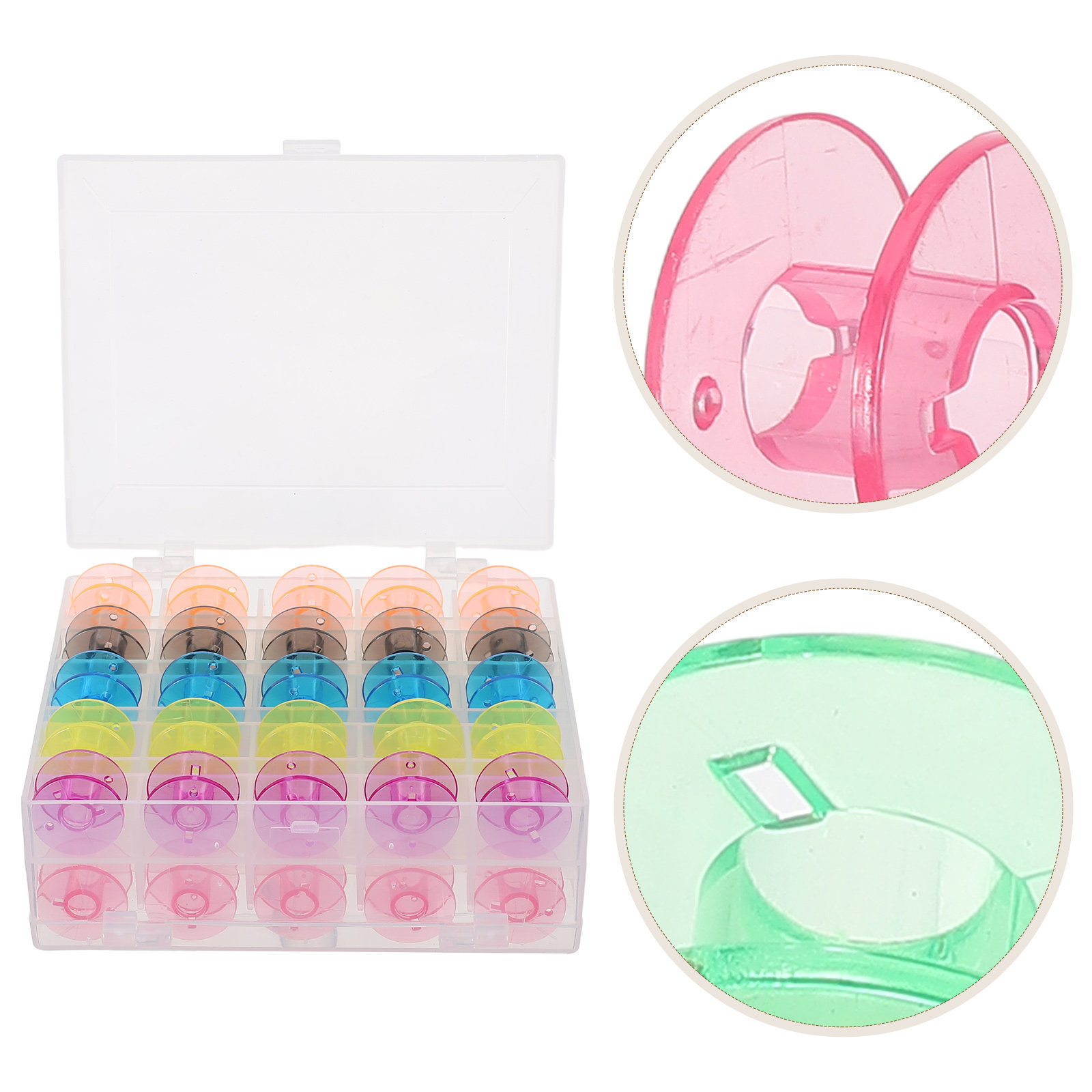 50個入りミシンボビン プラスチック製カラー空糸巻き収納ケー - Thread Bobbins Empty のレビューと価格